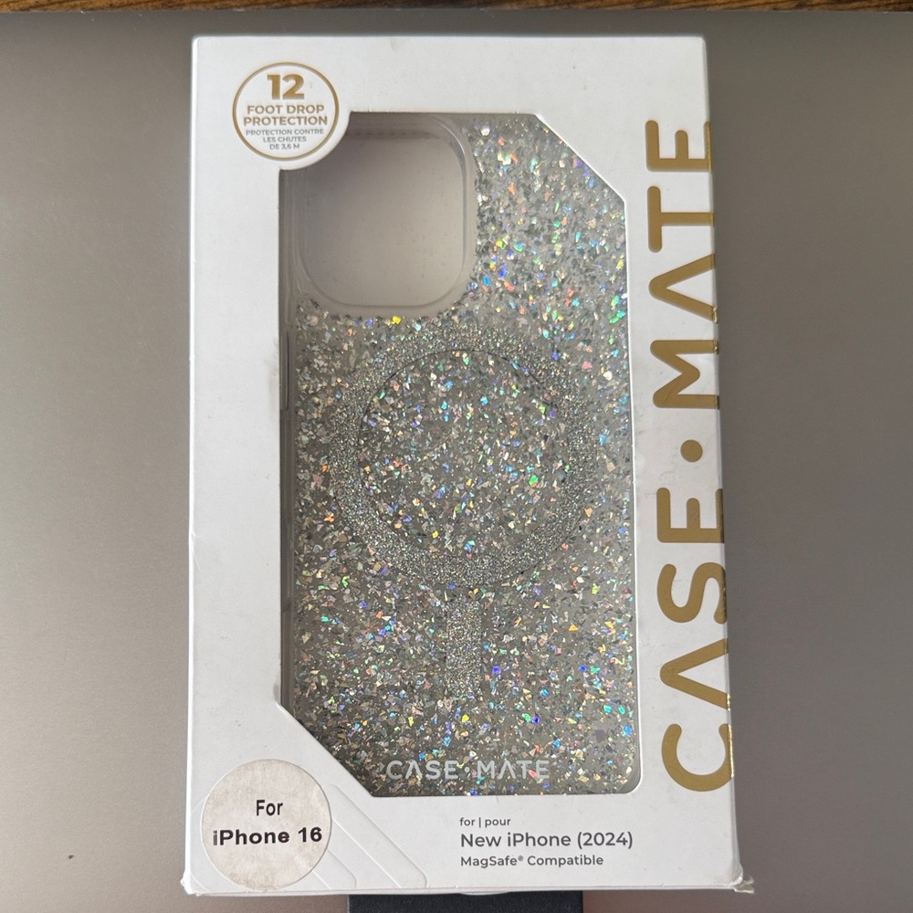 Case-Mate Sparkle iPhone 16 Case - Silver Glitter